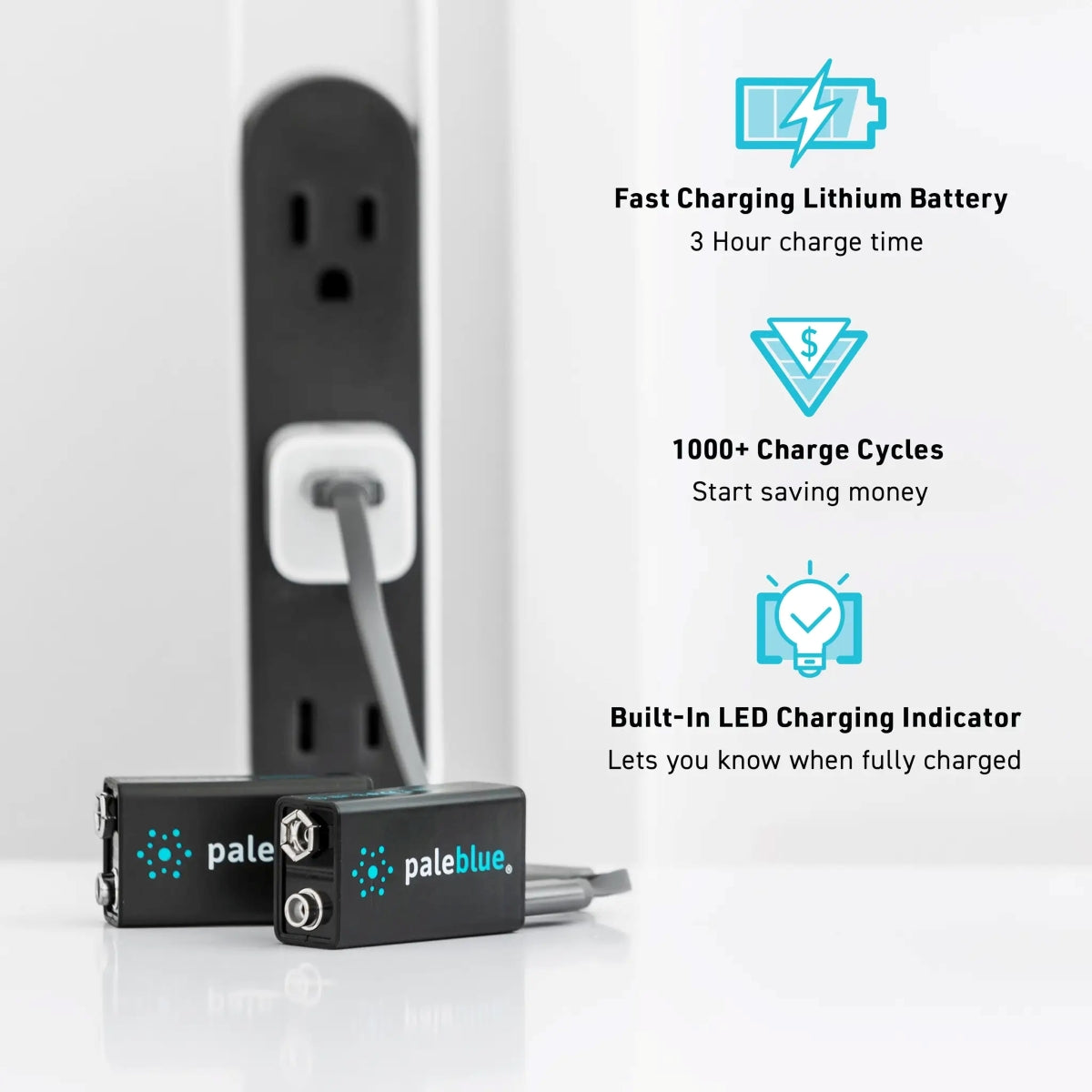 Paleblue 9V USB-C Rechargeable Battery 2-Pack