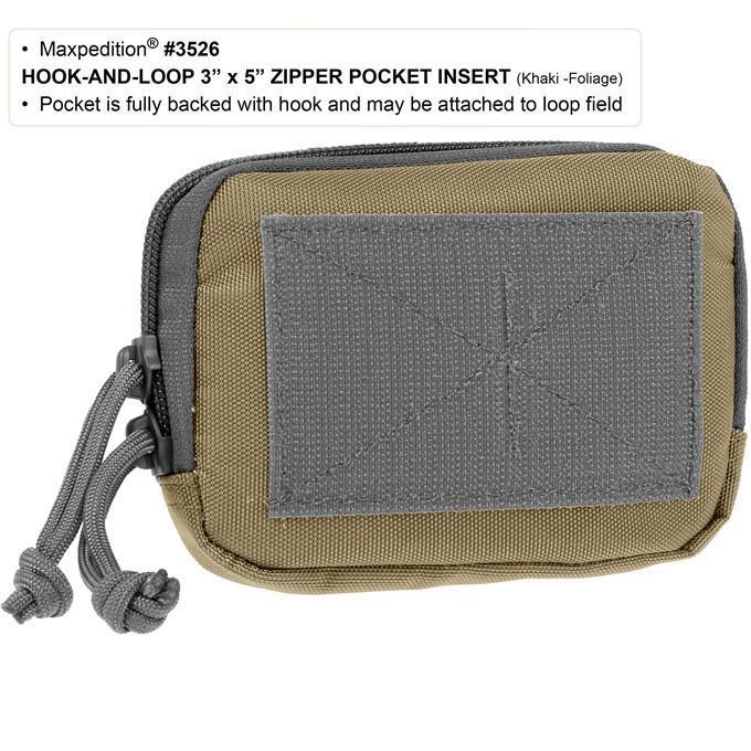 Maxpedition Hook & Loop 3" x 5" Zipper Pocket (Khaki-Foliage)