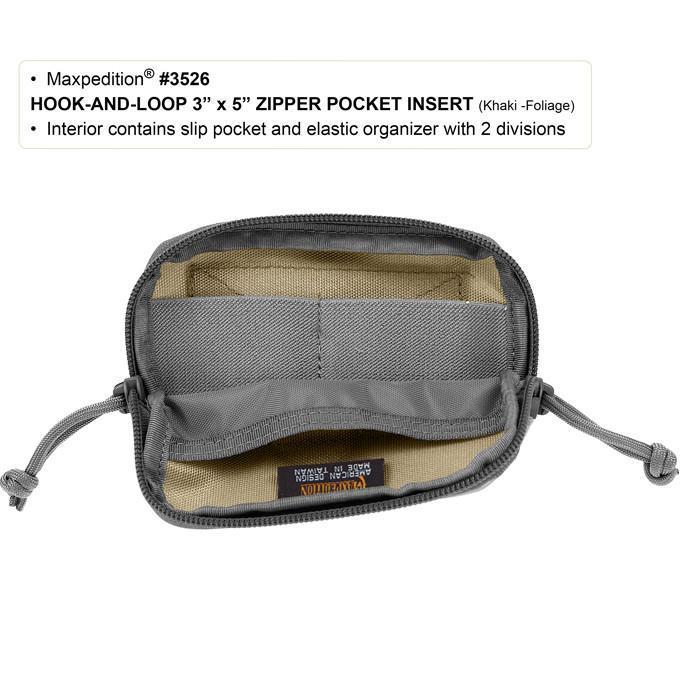 Maxpedition Hook & Loop 3" x 5" Zipper Pocket (Khaki-Foliage)